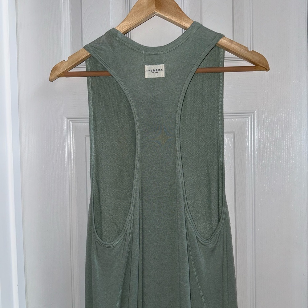 Rag & Bone Archetype Sydney Maxi Dress L Sage Soft Jersey Racer Back Comfy Chic - Picture 5 of 9